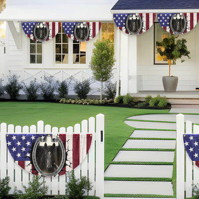Flagwix American Flag - Happy 4th of july, Christian Patriotic Horse American Non-Pleated Fan Flag