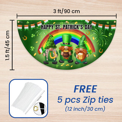 Irish Gnomes Happy St. Patrick's Day Irish Non-Pleated Fan Flag