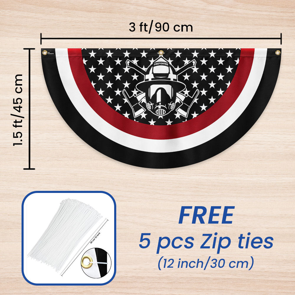 Firefighter Fireman Thin Red Line Non-Pleated Fan Flag