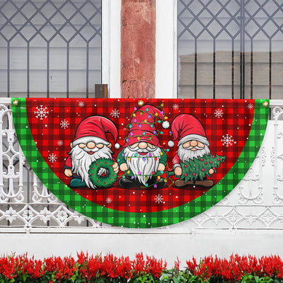 Gnome Christmas Non-Pleated Fan Flag