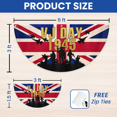 VJ Day Victory Over Japan UK Non-Pleated Fan Flag