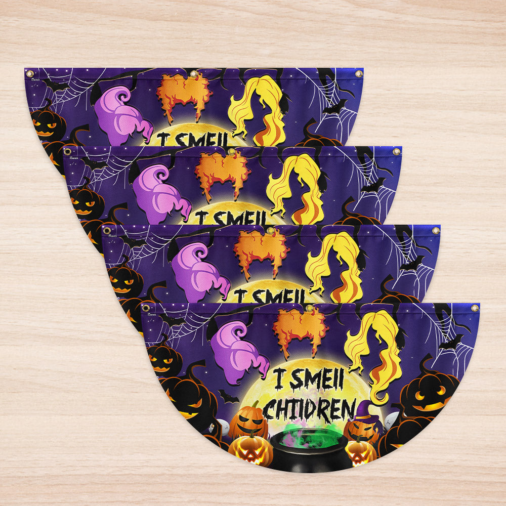 Halloween Three Witches I Smell Children Non-Pleated Fan Flag