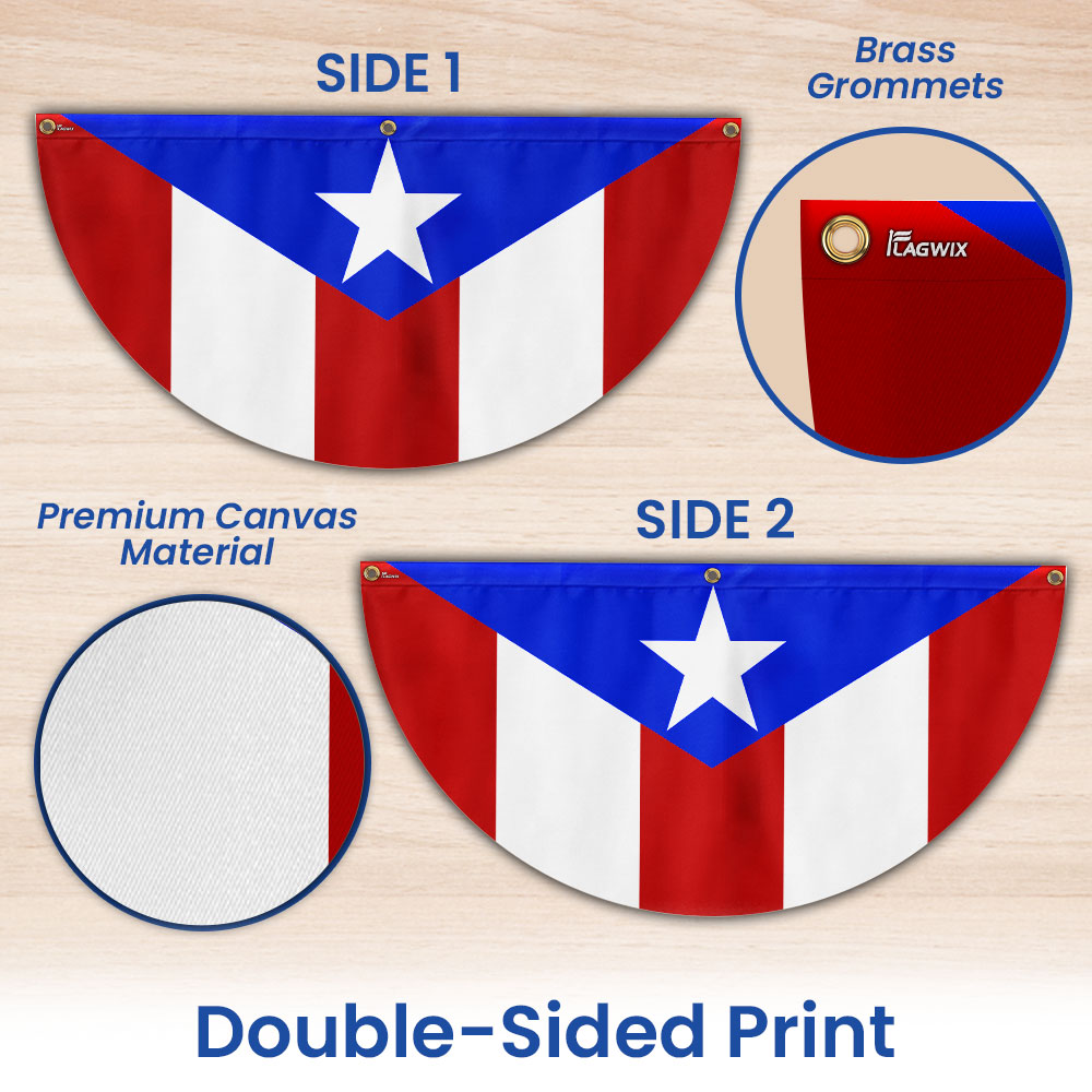 Puerto Rico Non-Pleated Fan Flag
