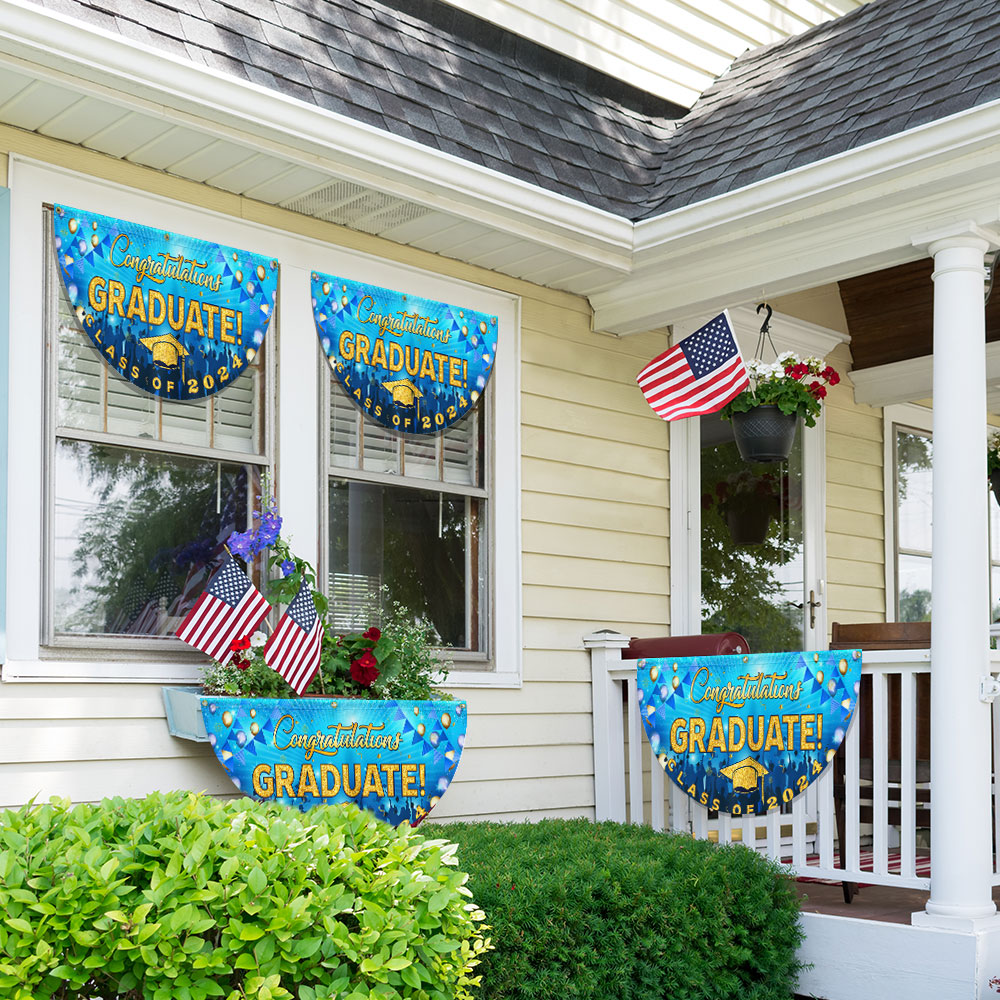 Congratulation Graduate Graduation Non-Pleated Fan Flag