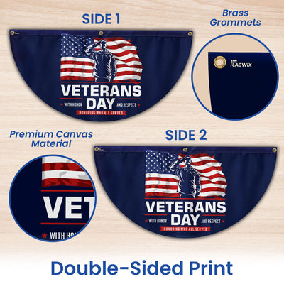 Veterans Day Honoring Who All Served With Honor and Respect Non-Pleated Fan Flag