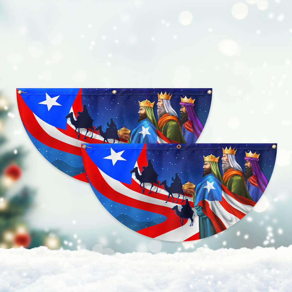 Three Kings Three Wise Men Puerto Rico Non-Pleated Fan Flag