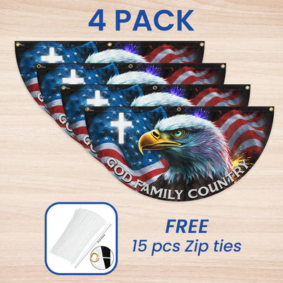 Patriotic Eagle God Family Country Non-Pleated Fan Flag