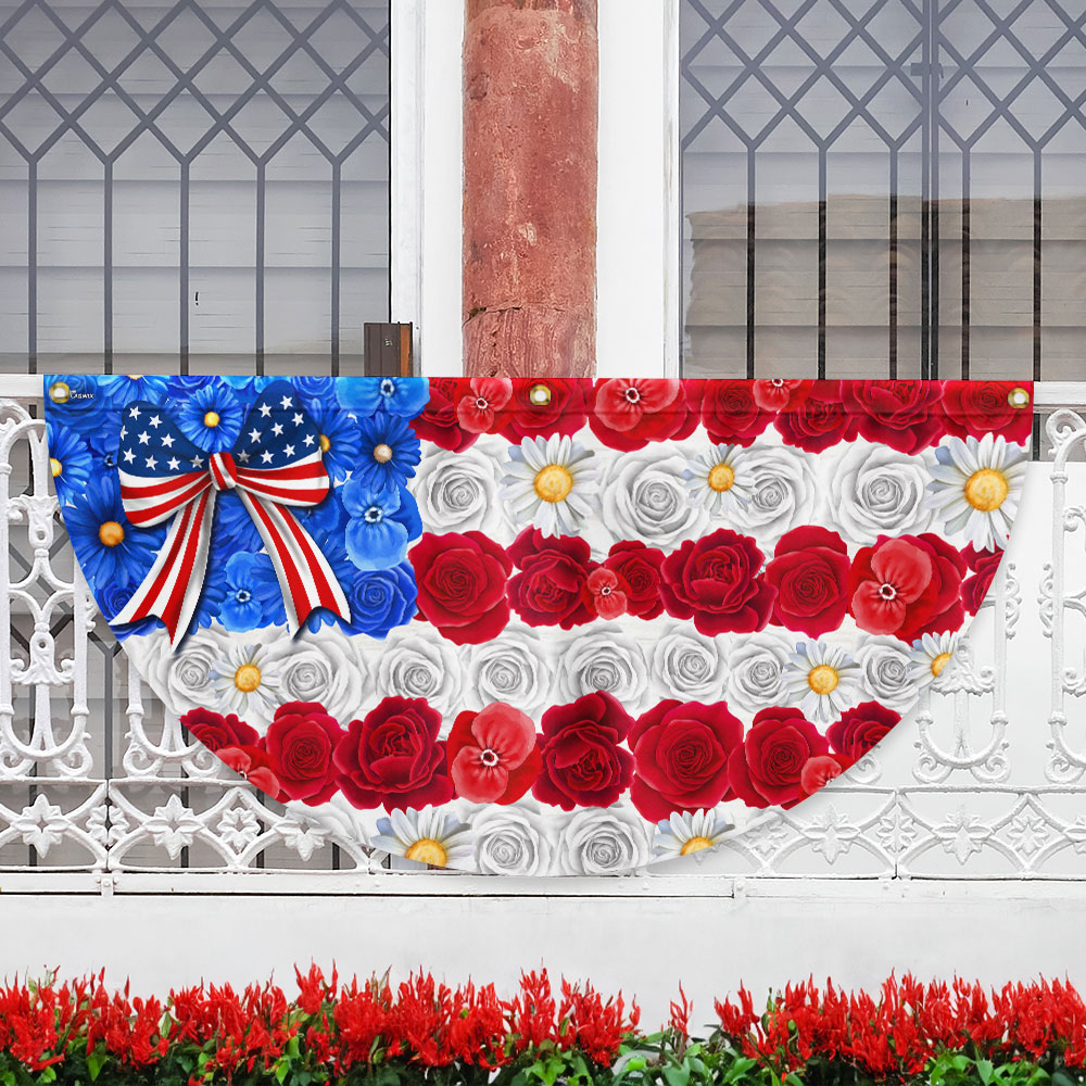 Flagwix American Flag - Floral American Flag Happy 4th Of july Independence Day Non-Pleated Fan Flag