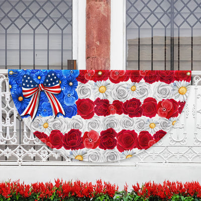 Flagwix American Flag - Floral American Flag Happy 4th Of july Independence Day Non-Pleated Fan Flag