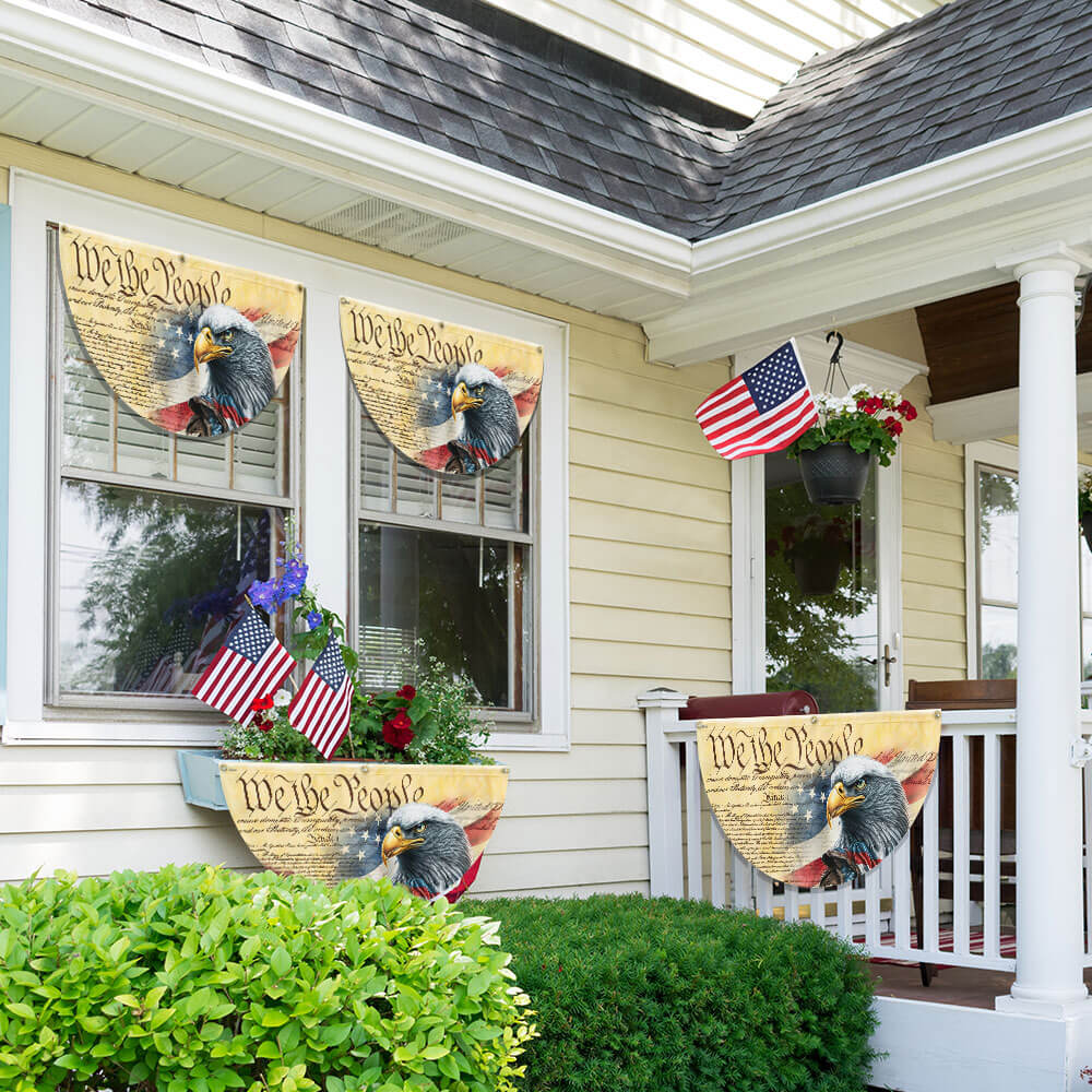 Flagwix American Flag - Happy 4th Of july, We The People. Patriotic American Eagle Non-Pleated Fan Flag