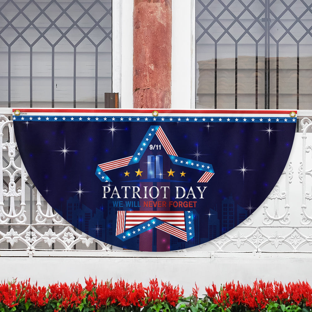 Patriot Day 9/11 We Will Never Forget September 11th Memorial Day Non-Pleated Fan Flag