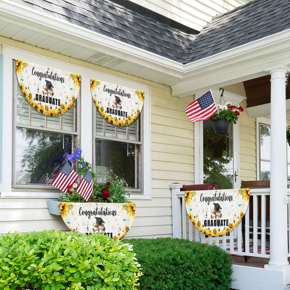 Congratulations Graduate Non-Pleated Fan Flag