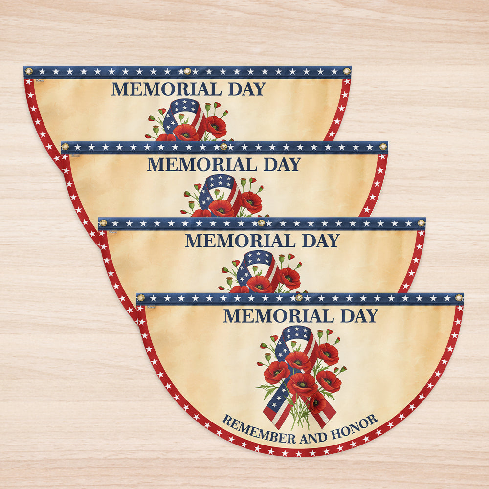 Memorial Day Remember And Honor Non-Pleated Fan Flag