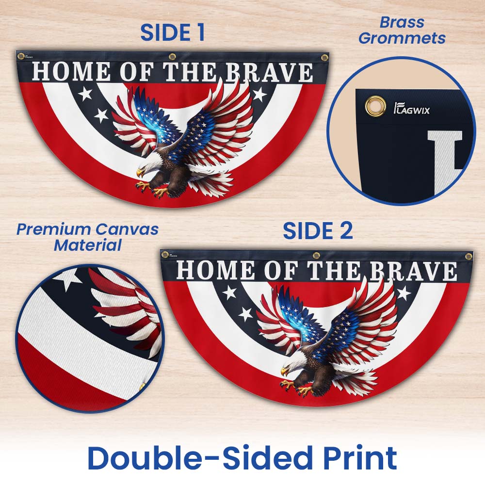 Patriotic Eagle Home of the Brave Non-Pleated Fan Flag