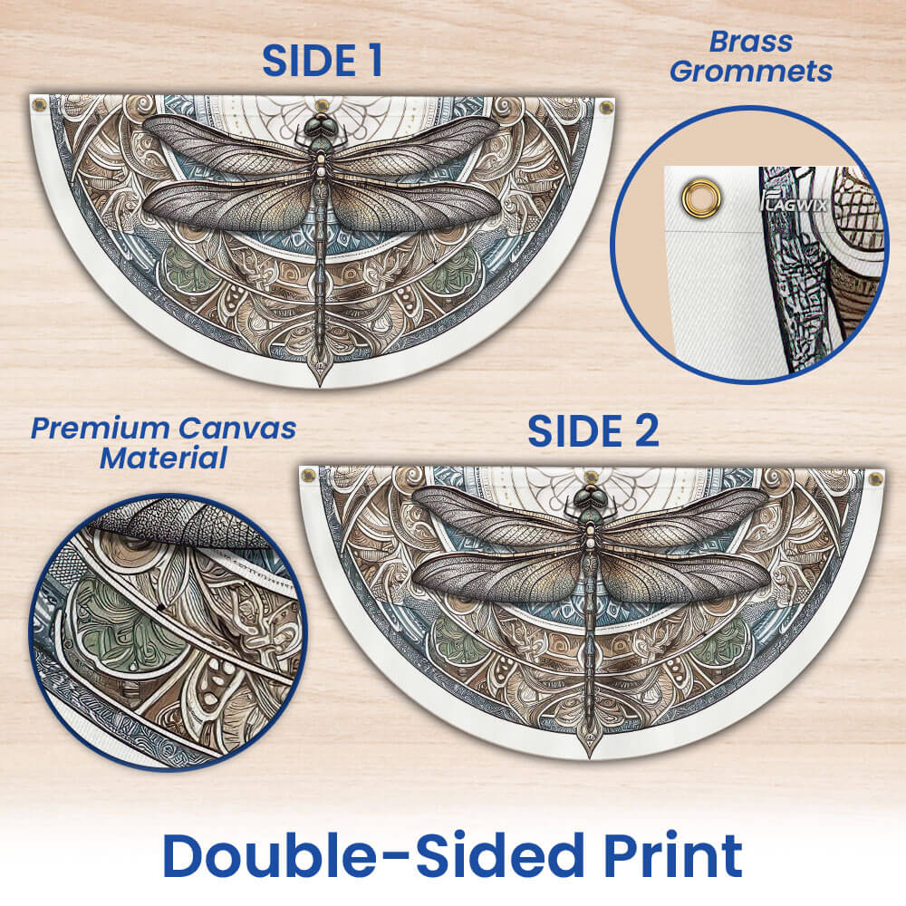 Dragonfly Mandala Non-Pleated Fan Flag