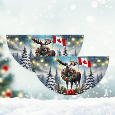Canadian Moose Christmas Canada Winter Holidays Non-Pleated Fan Flag