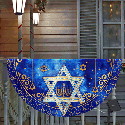 Lighting Hanukkah Solar Led Fan Flag, Jewish Star of Him