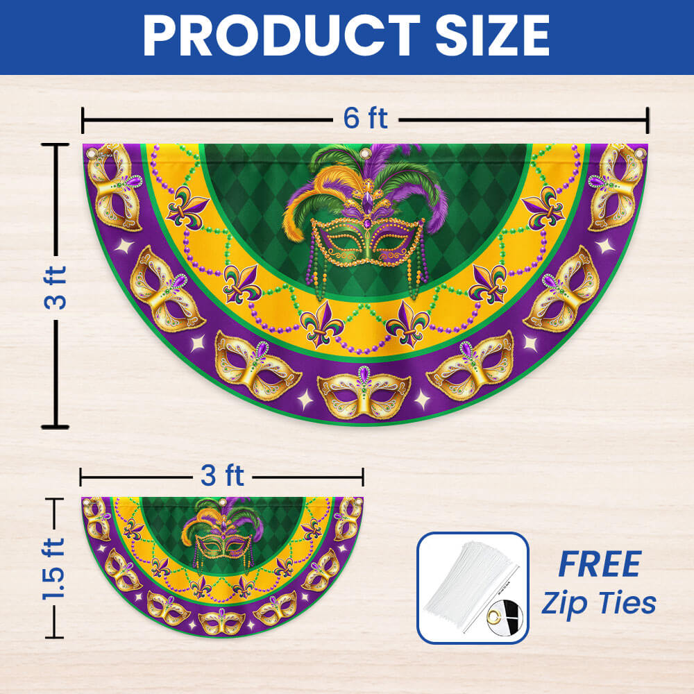 Fleur-de-lis Mardi Gras  Louisiana Non-Pleated Fan Flag
