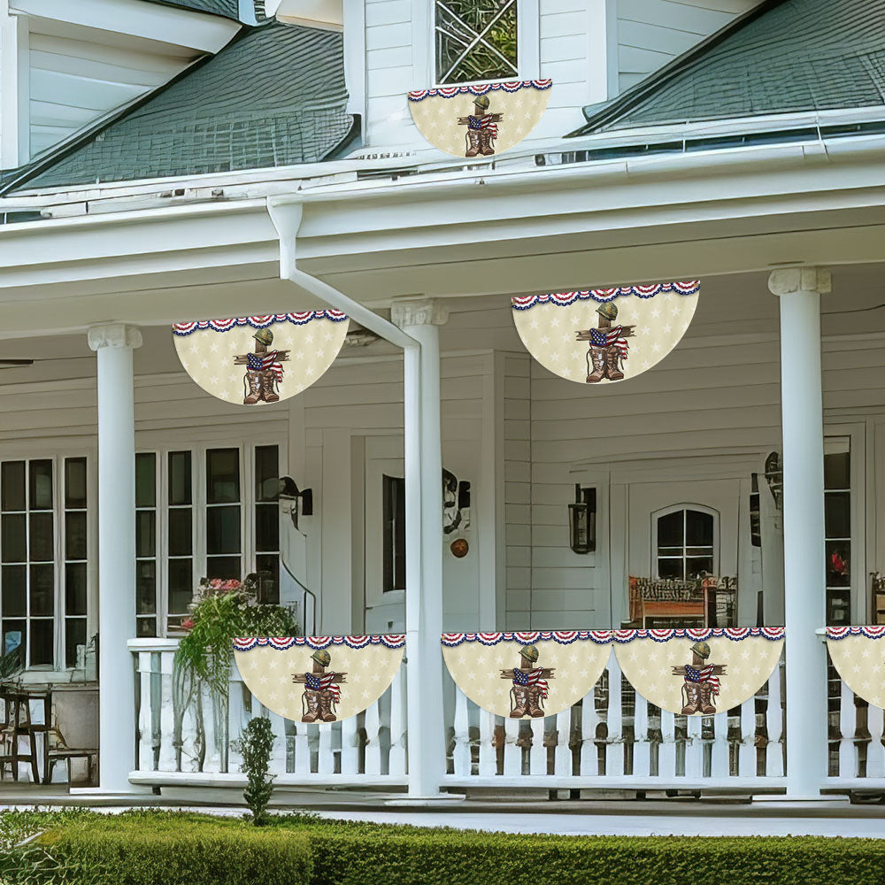 Memorial Day Veteran Patriotic Non-Pleated Fan Flag