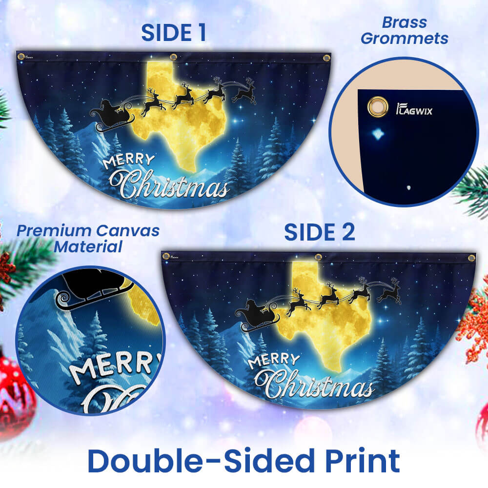 Texas Christmas Flag Merry Christmas Y'all Non-Pleated Fan Flag