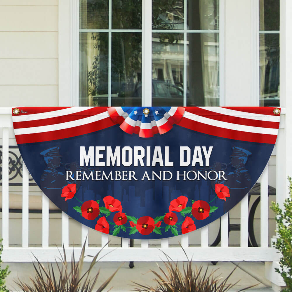 Memorial Day Flag Remember And Honor Non-Pleated Fan Flag