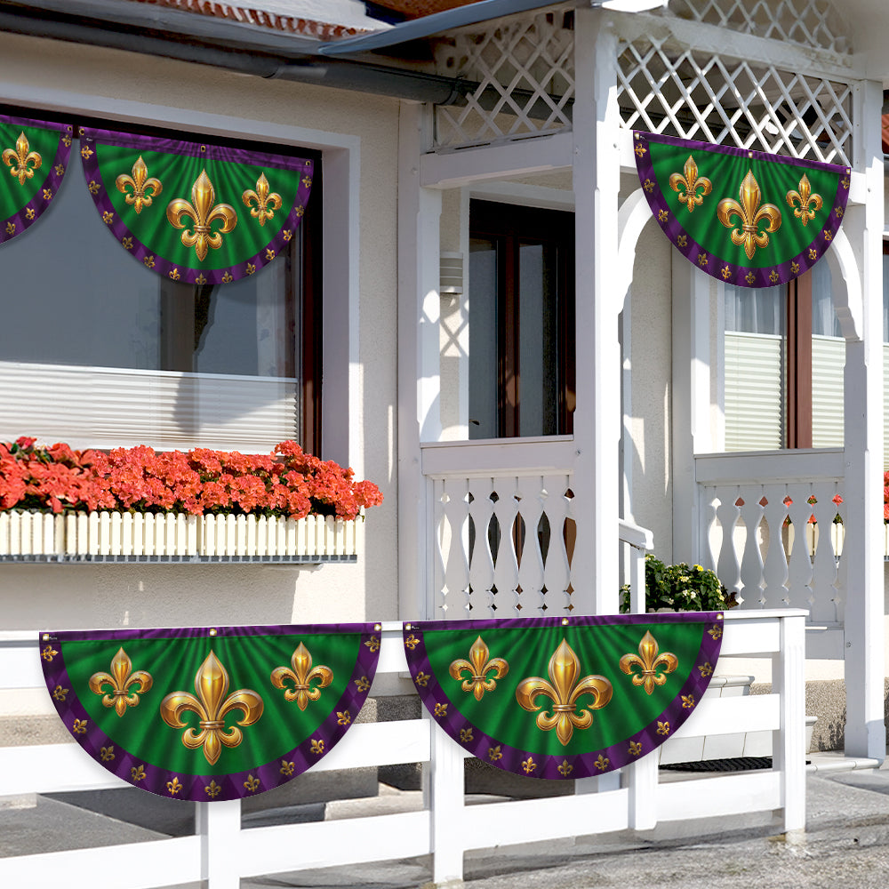 Mardi Gras Fleur De Lis Non-Pleated Fan Flag
