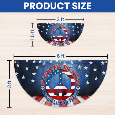 Hippie Peace Sign Living Life In Peace American Non-Pleated Fan Flag