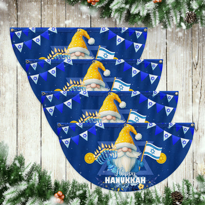 Happy Hanukkah Gnome Fan Flag - Non-Pleated Jewish Holiday Décor  - 3-Day Shipping
