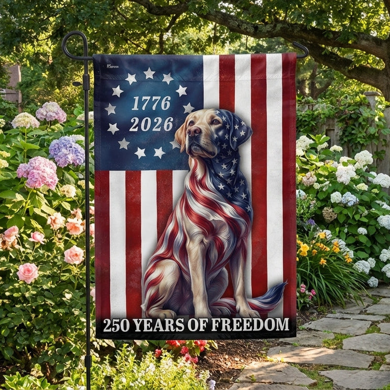 Patriotic Labrador Retriever American Flag, 250 Years of Freedom Dog Flag