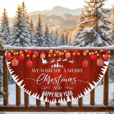 We Wish You A Merry Christmas And Happy New Year Non-Pleated Fan Flag