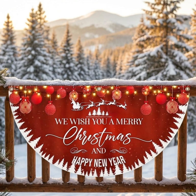 We Wish You A Merry Christmas And Happy New Year Non-Pleated Fan Flag