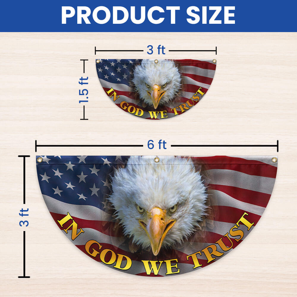 In God We Trust Bald Eagle American Non-Pleated Fan Flag