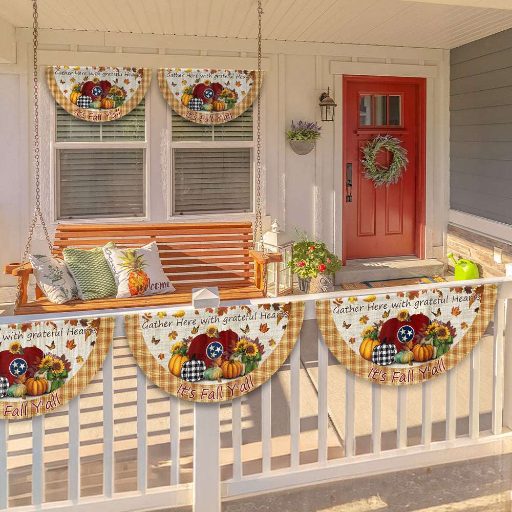 Fall Tennessee Flag It's Fall Y'all Halloween Pumpkin Thanksgiving Non-Pleated Fan Flag TPT2188FLv1