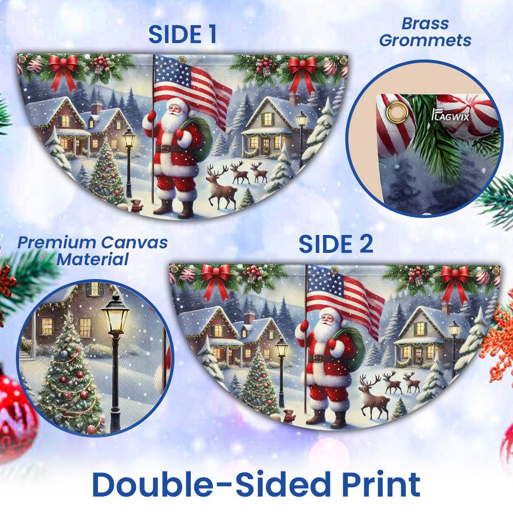 Santa Claus We Wish You Ameri Christmas Non-Pleated Fan Flag