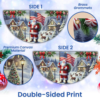 Santa Claus We Wish You Ameri Christmas Non-Pleated Fan Flag