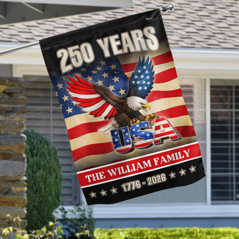 Custom Name American 1776 2026 Flag, Personalized 250 Years Eagle USA Flag