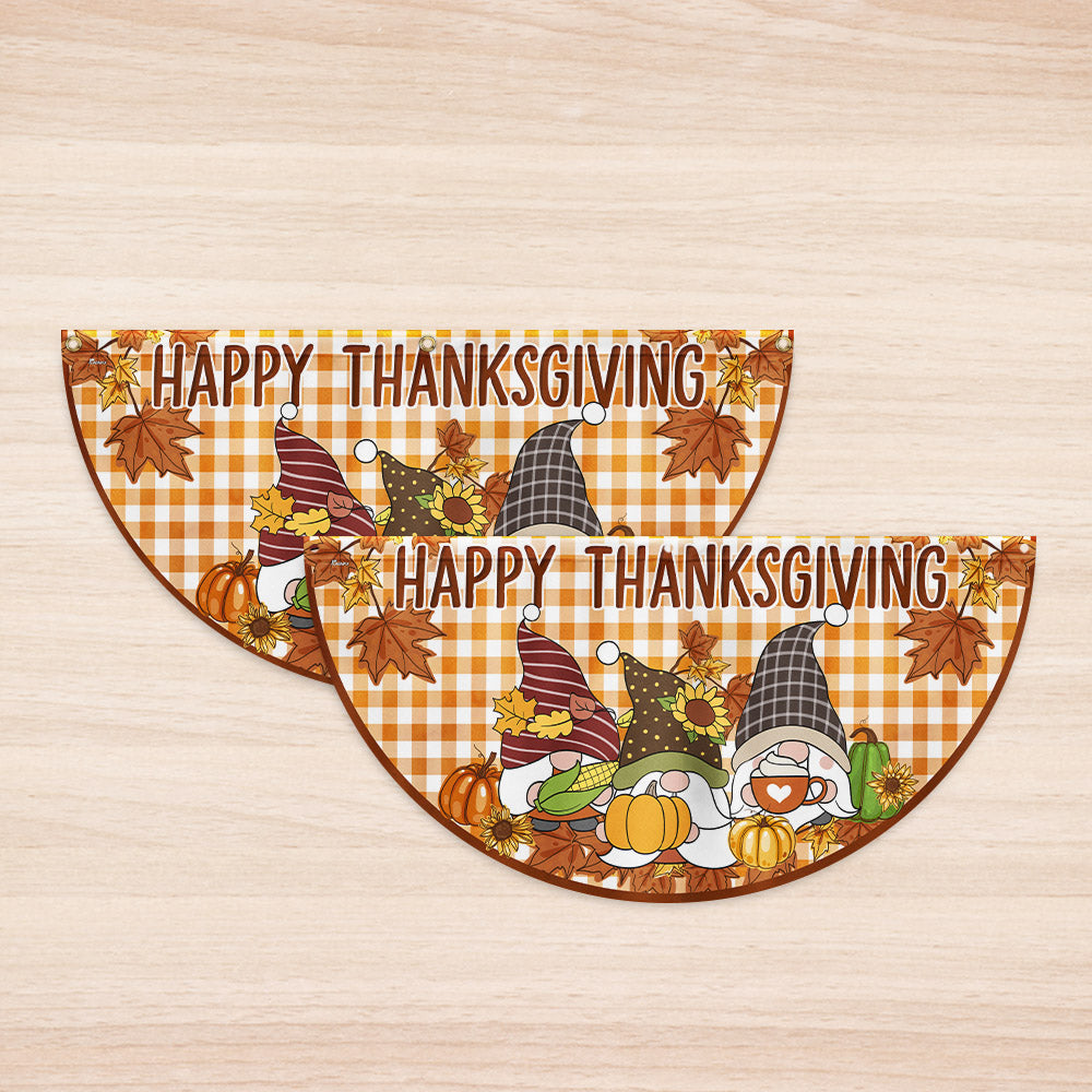 Happy Thanksgiving Fall Gnomes Non-Pleated Fan Flag
