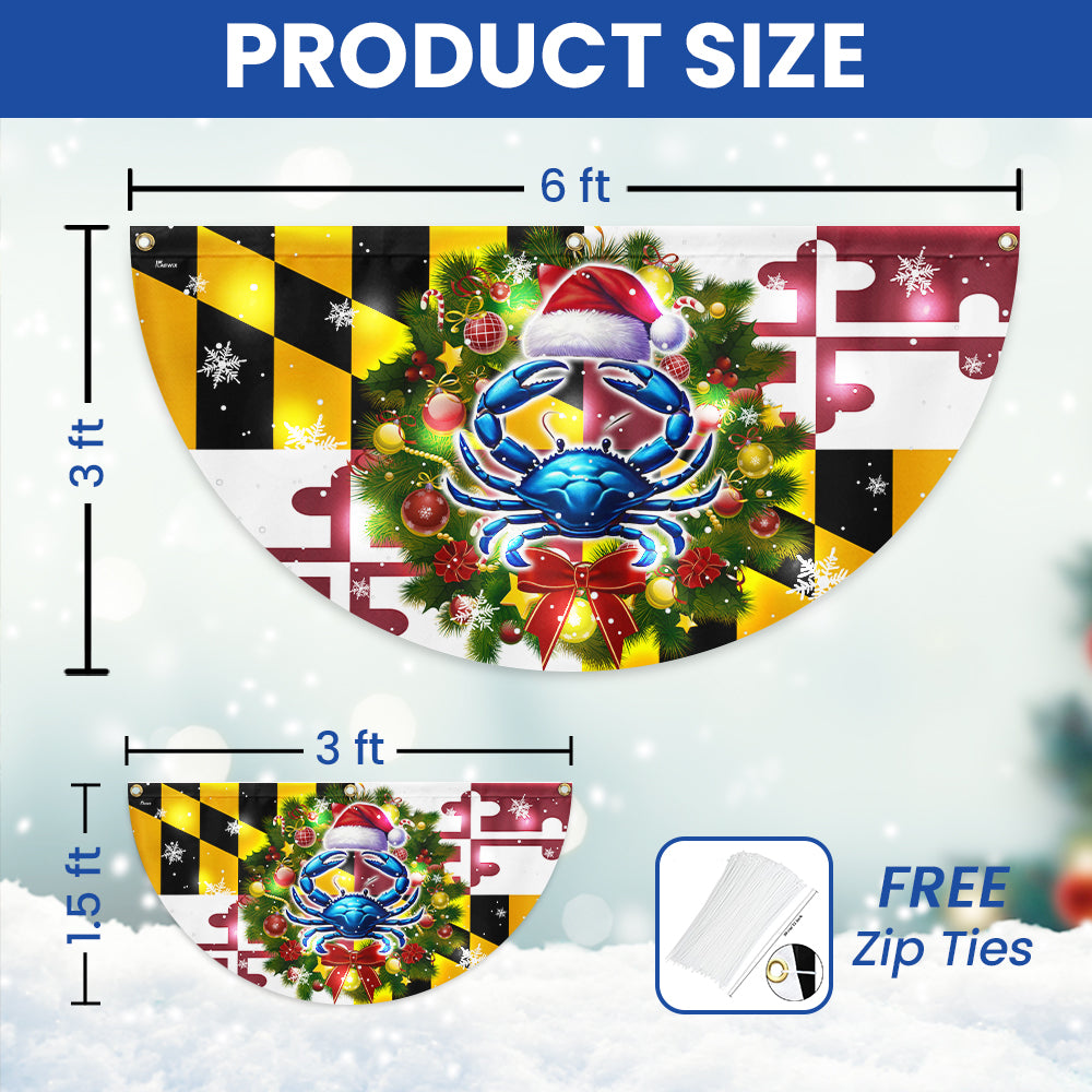 Maryland Christmas Blue Crab Christmas Solar Led Fan Flag
