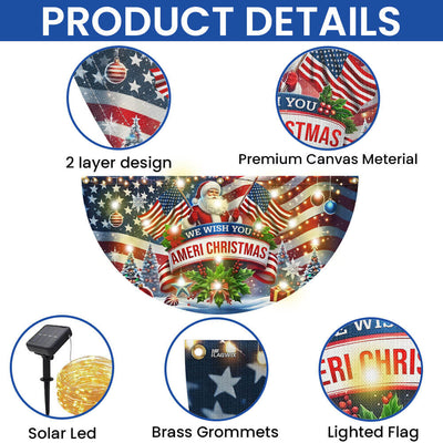 We Wish You Ameri Christmas Santa Claus American Solar Led Fan Flag