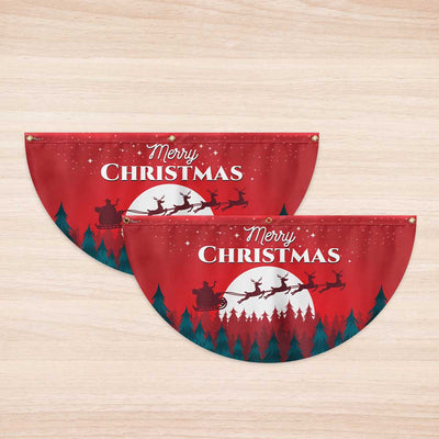 Christmas Fan Flag Xmas Santa's Sleigh Non-Pleated Fan Flag
