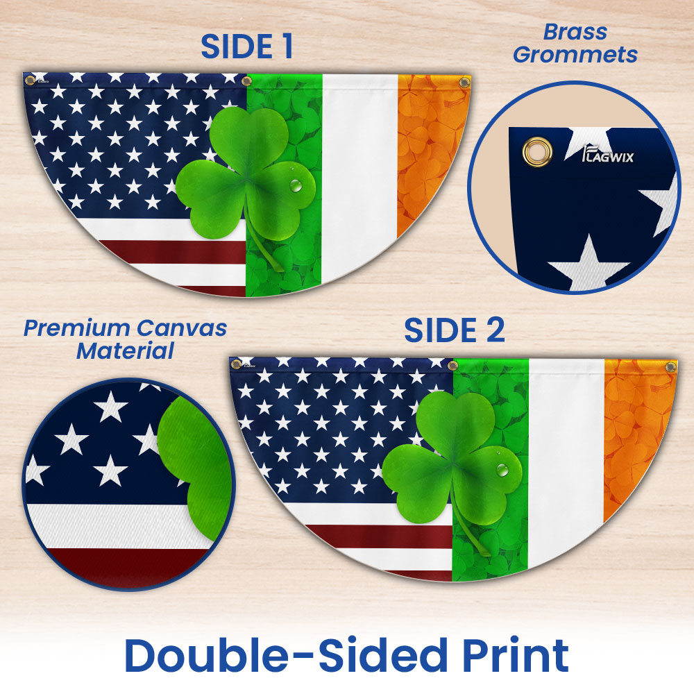 Irish Shamrock American Non-Pleated Fan Flag