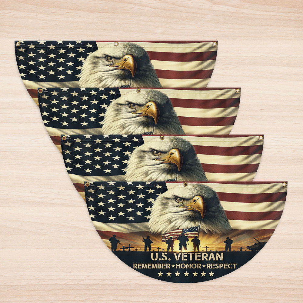 Memorial Day U.S. Veteran Non-Pleated Fan Flag