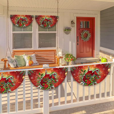 West Virginia Christmas Holidays Non-Pleated Fan Flag