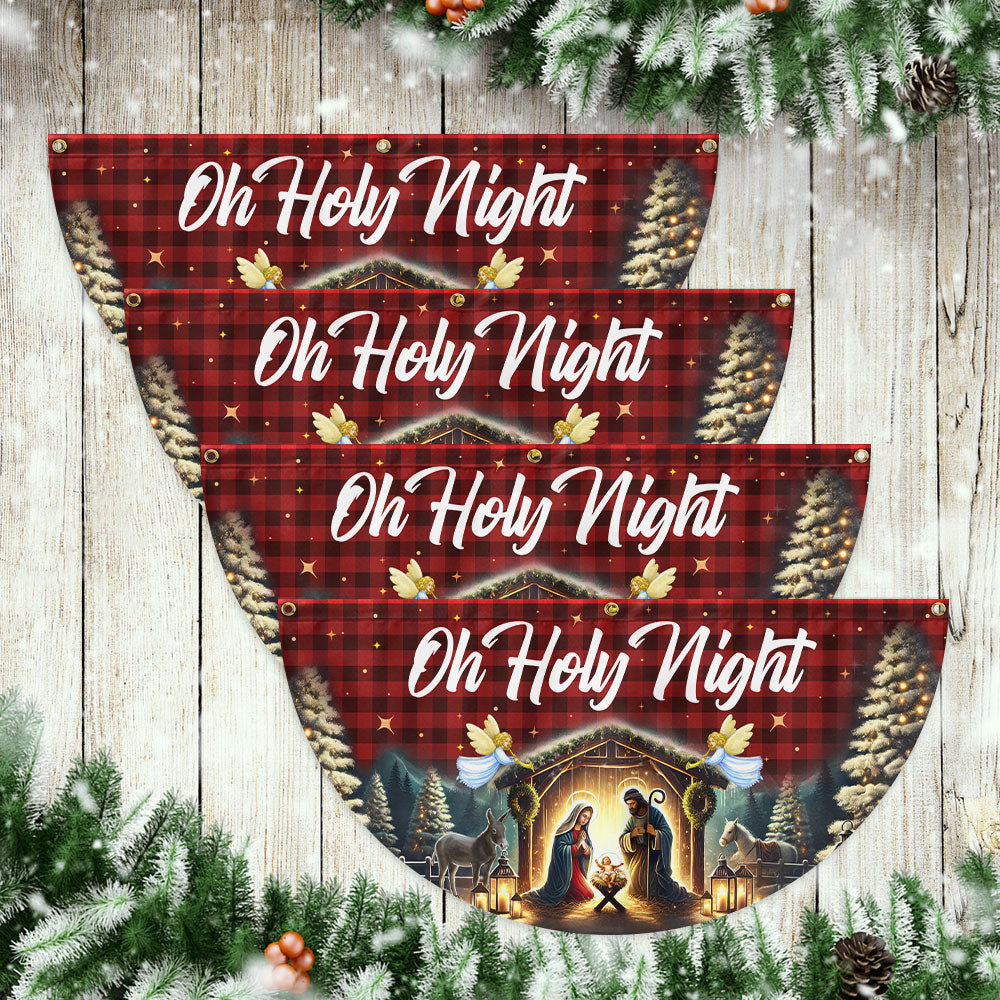 Nativity Of Jesus Christmas Silent Night Oh Holy Night Non-Pleated Fan Flag