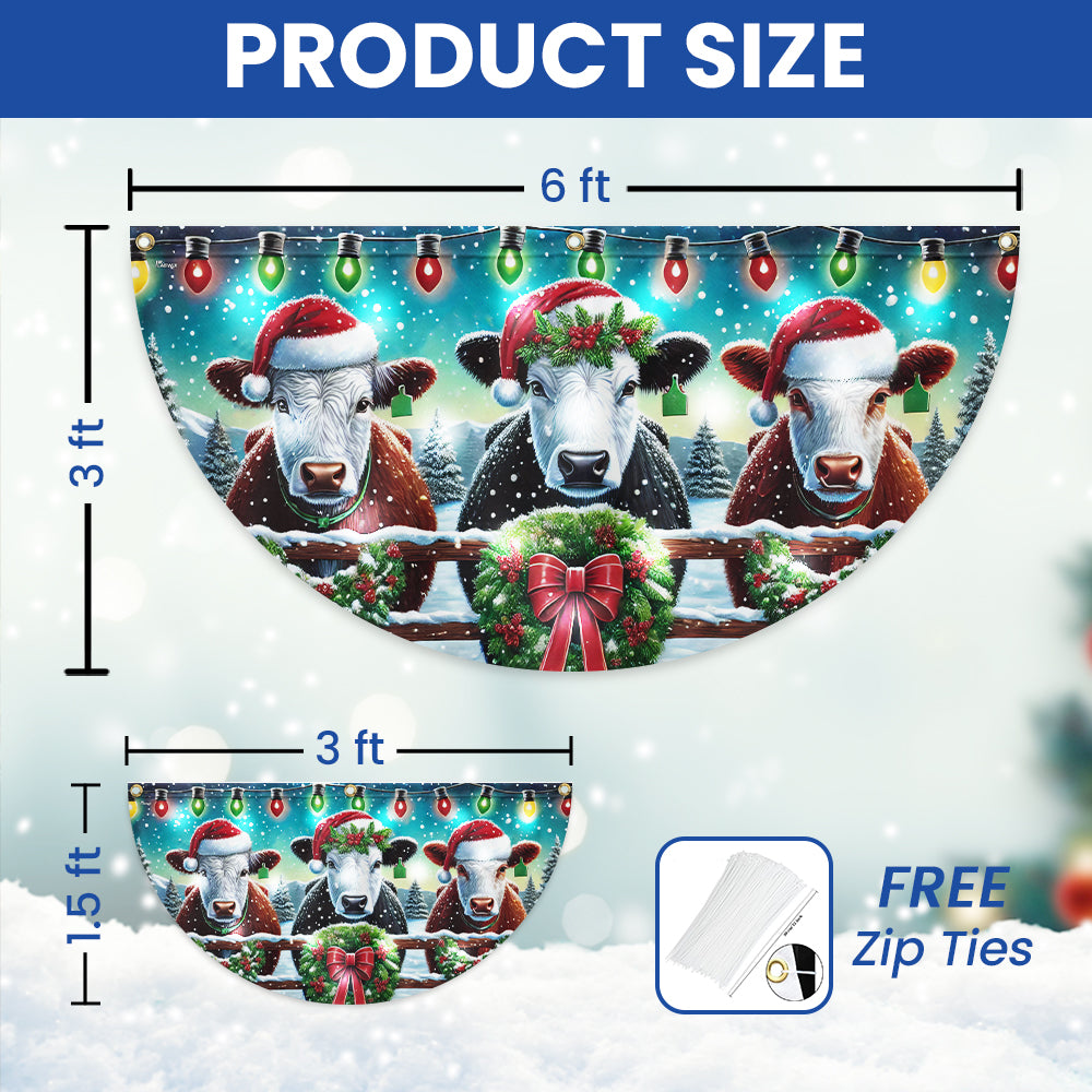 Cow Cattle Farm Christmas Solar Led Fan Flag