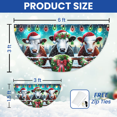 Cow Cattle Farm Christmas Solar Led Fan Flag