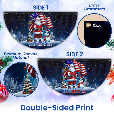 We Wish You Ameri Christmas Santa Claus Snowman Non-Pleated Fan Flag