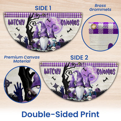 Halloween Witchy Gnomes Non-Pleated Fan Flag