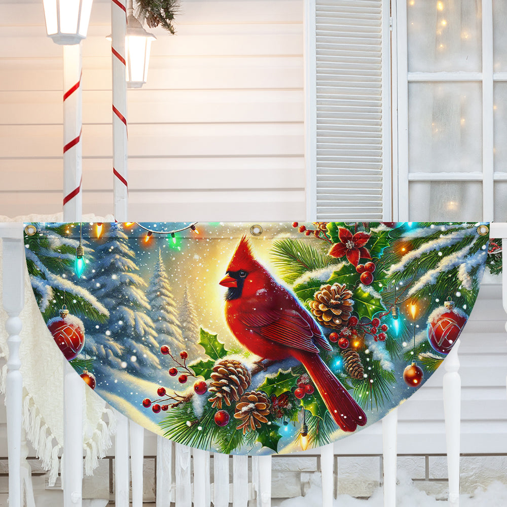 Cardinal Winter Christmas Non-Pleated Fan Flag
