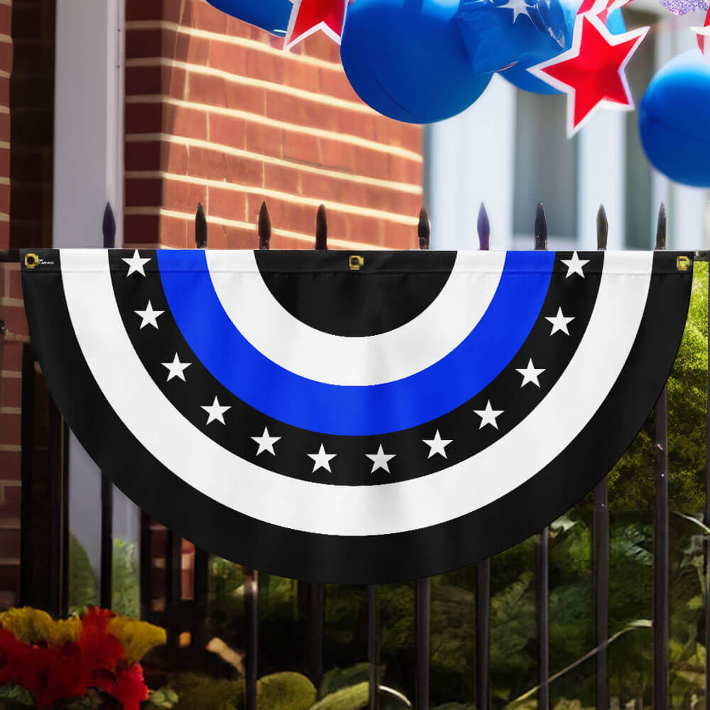 The Thin Blue Line. Police. Law Enforcement American Eagle Non-Pleated Fan Flag